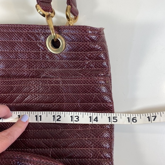 Eric JAVITS Quilted Leather Tote Shoulder Bag Purse Burgandy - Picture 14 of 16